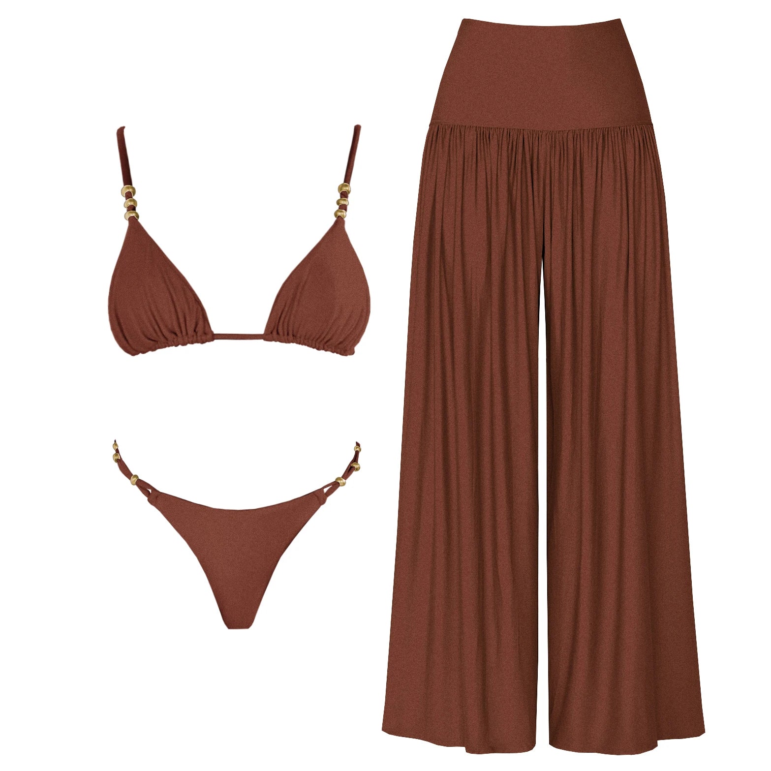 Bandeau 3Pcs Biquini Sexy Bikini Women Swimsuit Push Up Swimwear Female Strappy Bathing Suits Green Bodysuit Beachwear Swim Suit