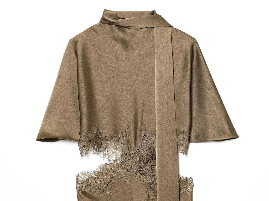 Mini Dress Asymmetrical Scarf Collar