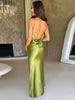 Stretch Satin Backless Dress