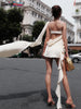 Weird Puss Irregular Sexy Dress Women Pleats Single Shoulder Sleeveless Backless Tassel Trend Prom Party Clubwear Mini Bodycon