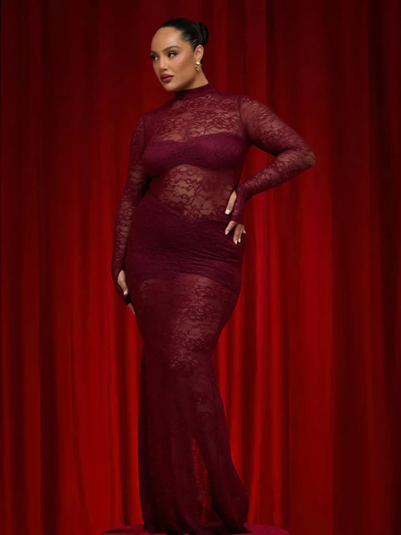 Long Sleeve O-neck See Through Sets