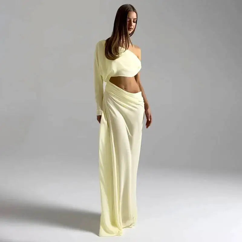 Off Shoulder Cutout Sexy Maxi Dress