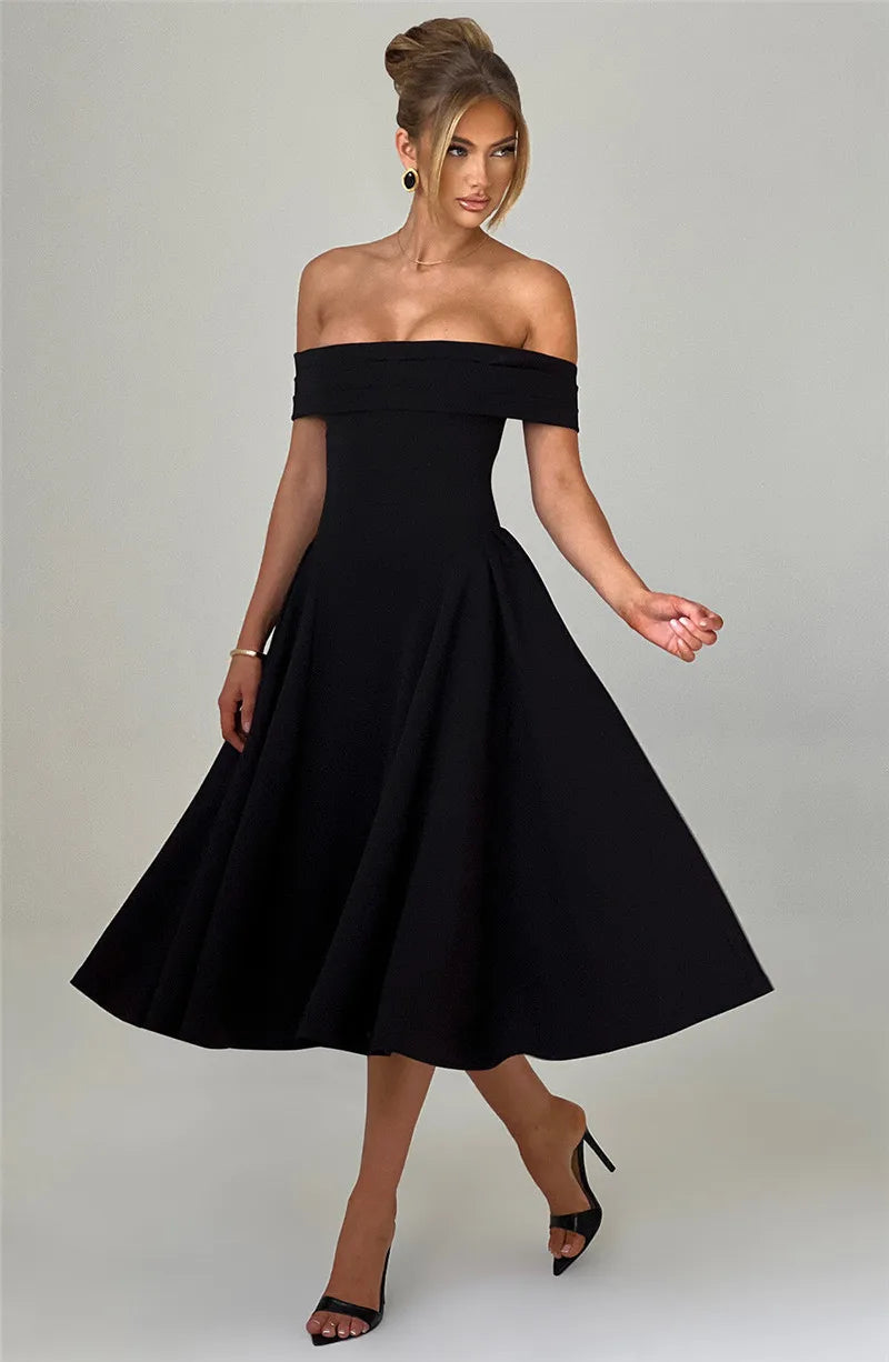 Off-shoulder Backless Midi dress