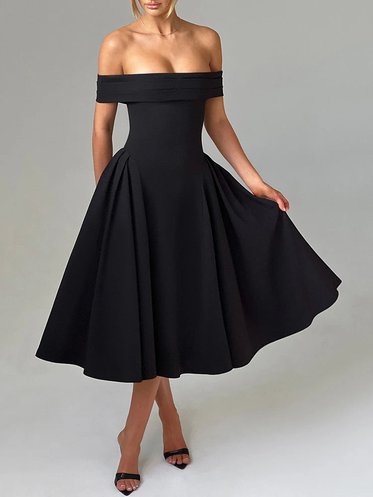 Off-shoulder Backless Midi dress