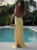 Halter v-Neck Backless Side Slit Dresss