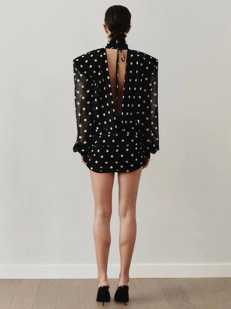 Polka Dot Turtleneck Mini Dress