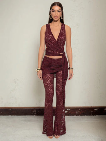 Lace Hollow Out Sexy Pants Sets