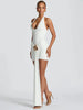 Flower Draped Ruched Sexy Mini Dress