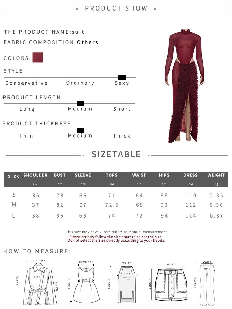 Turtleneck Full Sleeve set High Splits Skirts