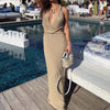 Hollow Out Sleeveless Knitted Long Dress