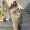 Colorful Flower Knitted Skirt Sets