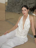 2-Piece Set Swing Collar Arabesques Backless
