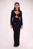 Elegant Hollow Out Long Sleeve Sexy Maxi Dress