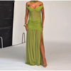 Off-shoulder Backless Maxi Dress