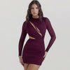 O Neck Sheer Long Sleeve Bodycon Dress