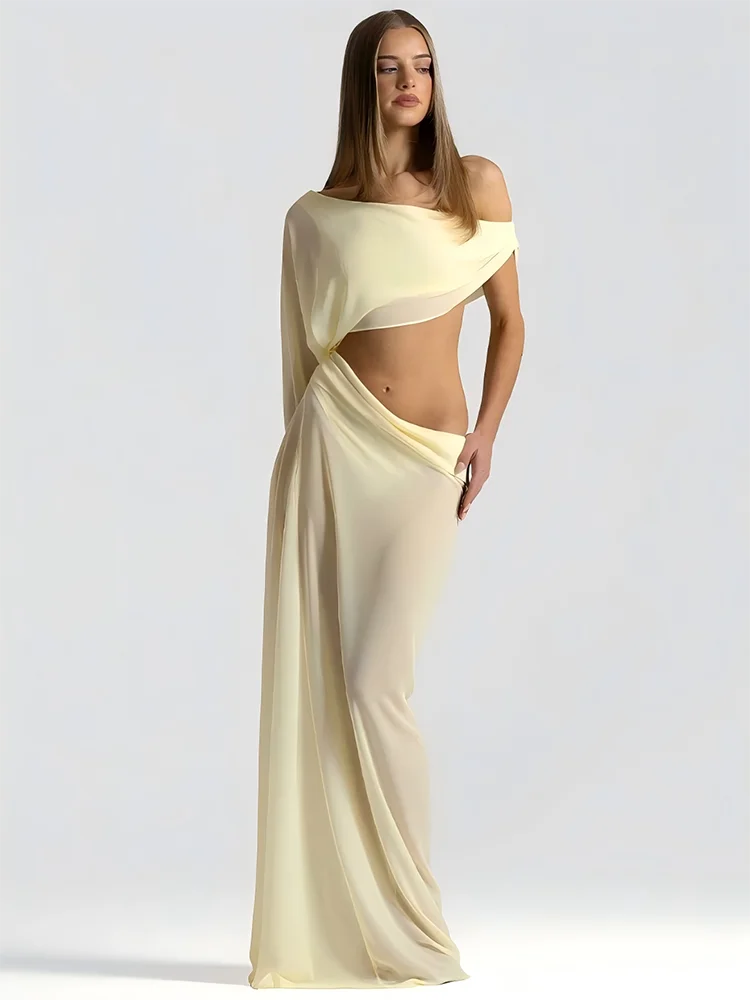 Off Shoulder Cutout Sexy Maxi Dress