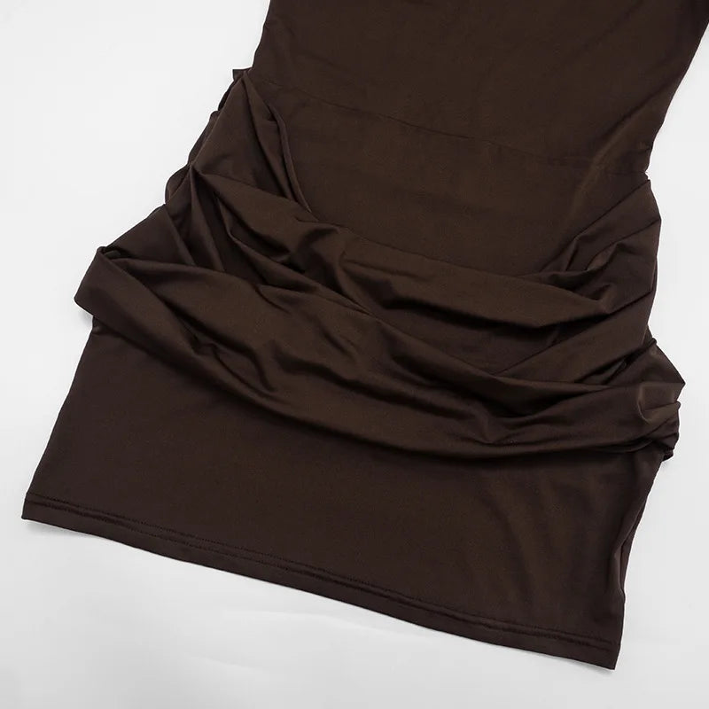 XIAOTANG Long Sleeve Ruched Sexy Mini Dress Women Autumn Winter New Elegant High Waist Bodycon Club Party Dresses Female