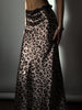 Satin Leopard Print Long Skirt