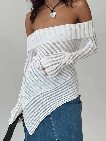 Off-shoulder Backless Long Sleeve Sexy Tops