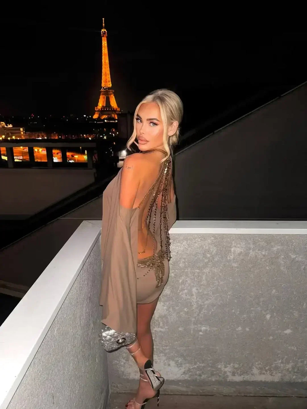 Backless Batwing Sleeves Short Dress