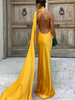 Elegant Satin Ribbons Halter Party Dress
