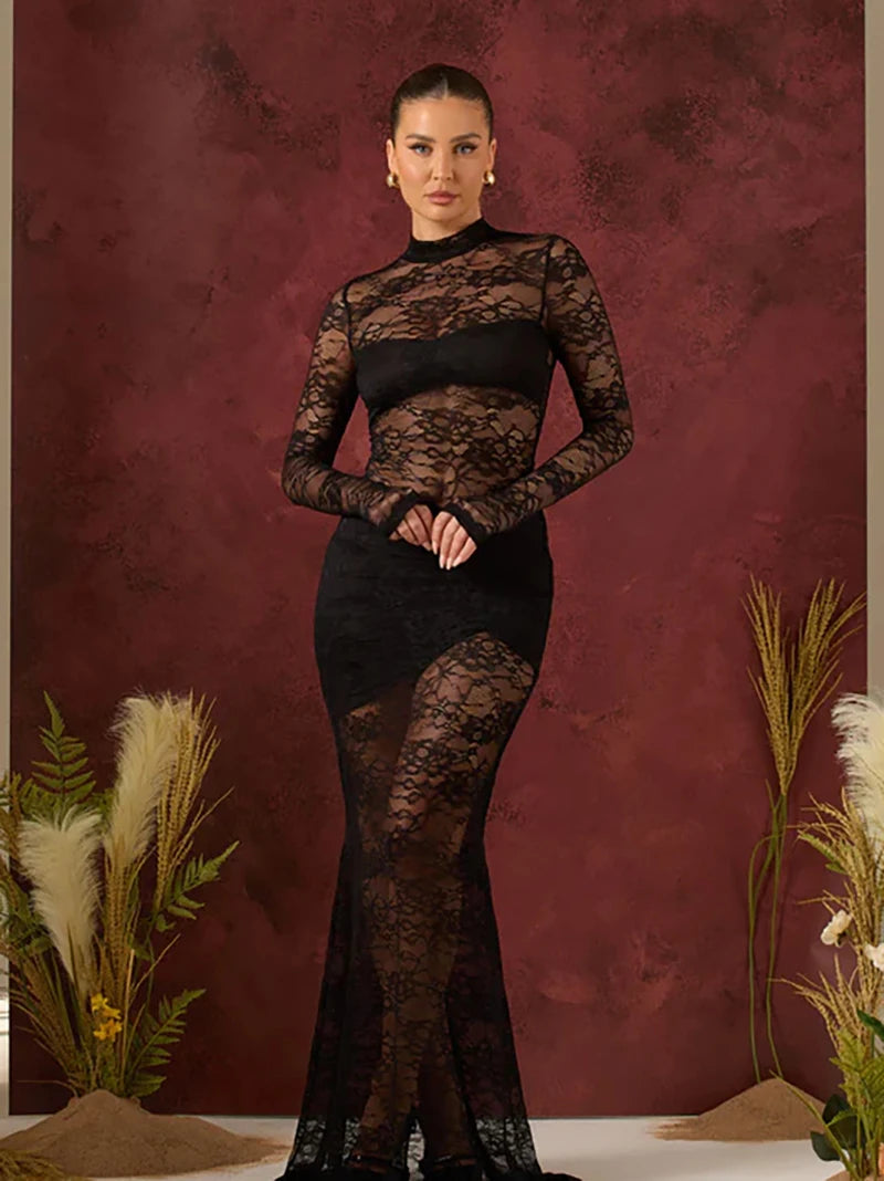 Long Sleeve O-neck See Through Sets