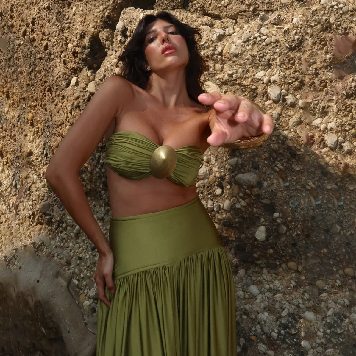 Bandeau 3Pcs Biquini Sexy Bikini Women Swimsuit Push Up Swimwear Female Strappy Bathing Suits Green Bodysuit Beachwear Swim Suit