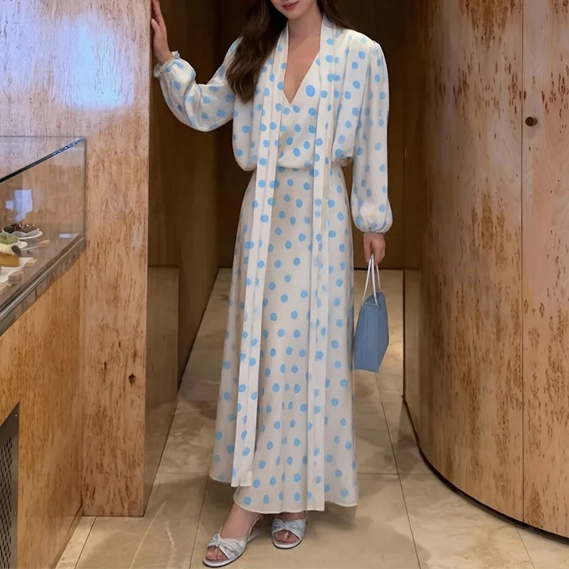 Elegant Prom Dress With Scarf Sexy V Neck Full Sleeves Long Party Gown Formal Wedding Guest Birthday Evening Robe