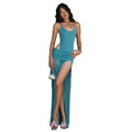 Weird Puss Backless Maxi Dress Women Metal Decoration Cross Bandage Folds Low-Neck High Slit See Through Hem Vacation Vestidos