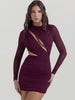 O Neck Sheer Long Sleeve Bodycon Dress