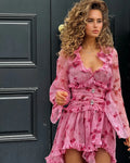 Print Cascading Ruffles A-line Dress