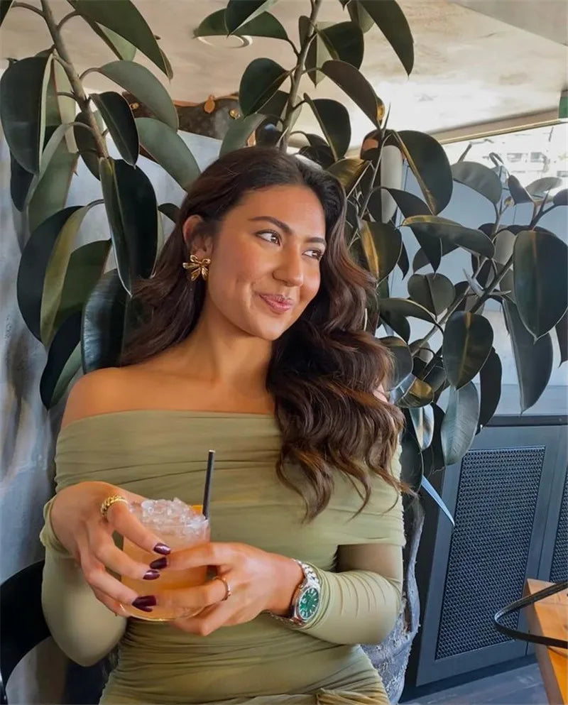 Off-shoulder Long Sleeve Bodycon Dress