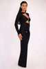 Elegant Hollow Out Long Sleeve Sexy Maxi Dress