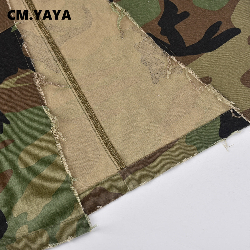 Camouflage Side Slit Skirt