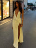 Halter v-Neck Backless Side Slit Dresss