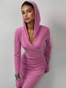 V Neck Hooded Dress