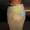 Colorful Flower Knitted Skirt Sets