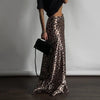 Satin Leopard Print Long Skirt