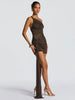 Mesh Patchwork Backless Ribbon Mini Bodycon dress