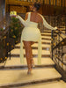 Mesh Simple Mini Dress Ribbons Full Sleeve Gloves