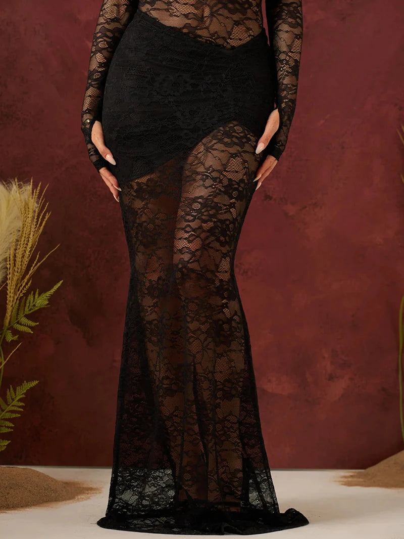 Long Sleeve O-neck See Through Sets