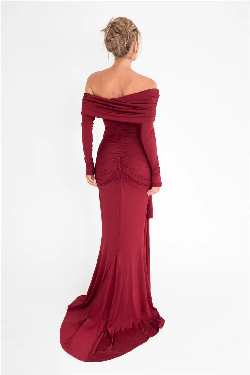 Strapless Backless Ruched Long Dress