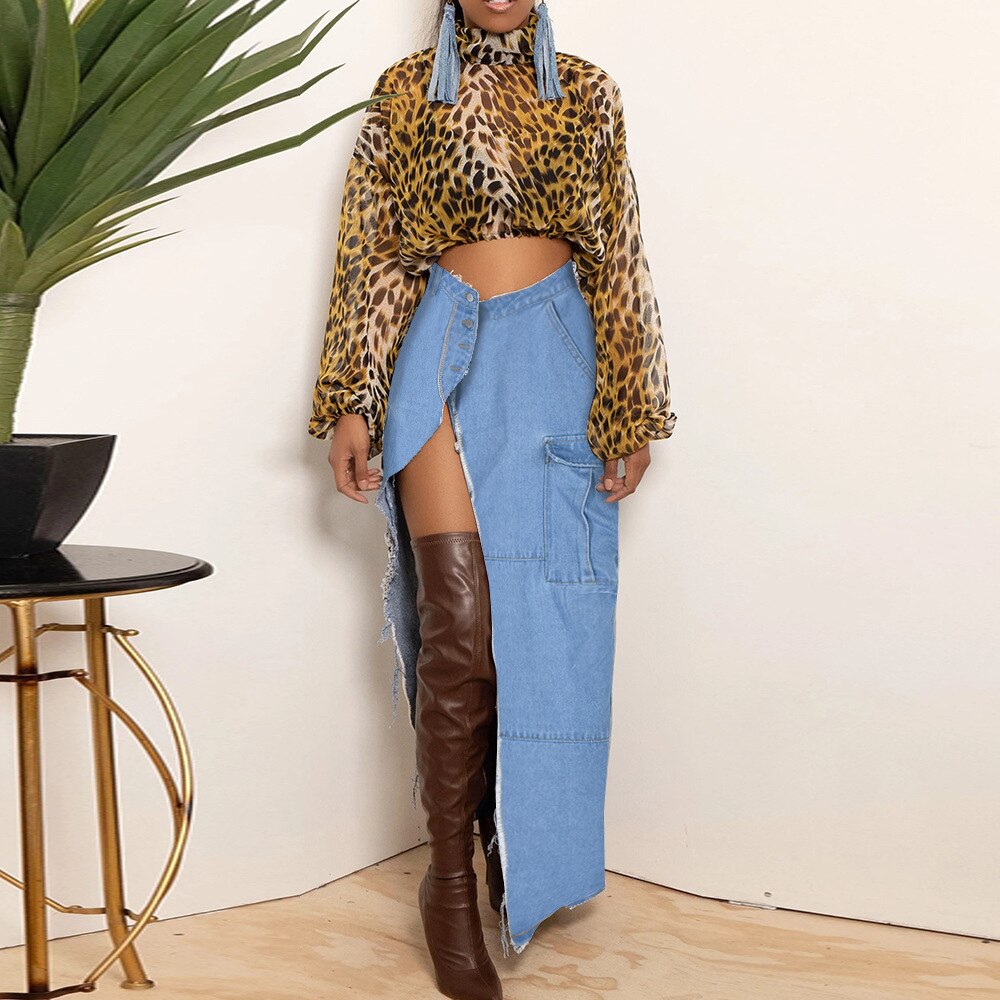 Camouflage Side Slit Skirt