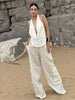 2-Piece Set Swing Collar Arabesques Backless