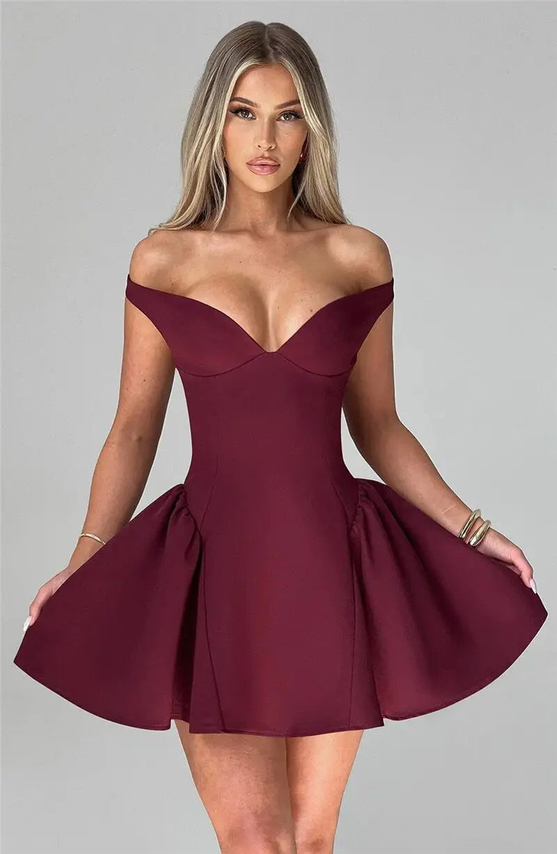 Off-shoulder Backless Sexy Mini Dress