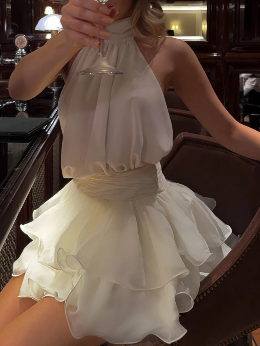 Ruffle Mini Ball Gown off Shoulder Mini Dress