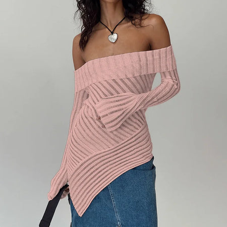 Off-shoulder Backless Long Sleeve Sexy Tops