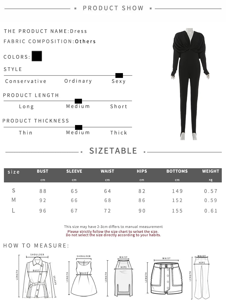Nibber Office Style Casual Fashion Jumpsuit Woman Folds Low-Neck Full Sleeve High Waist Skinny Peach Hip Street Classic Overalls