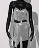 Sexy Women Metal Sequins Sleeveless Halter Neck Crop Top Skirts 2 Piece Set Summer Fashion Streetwear Beach Rave Clothing
