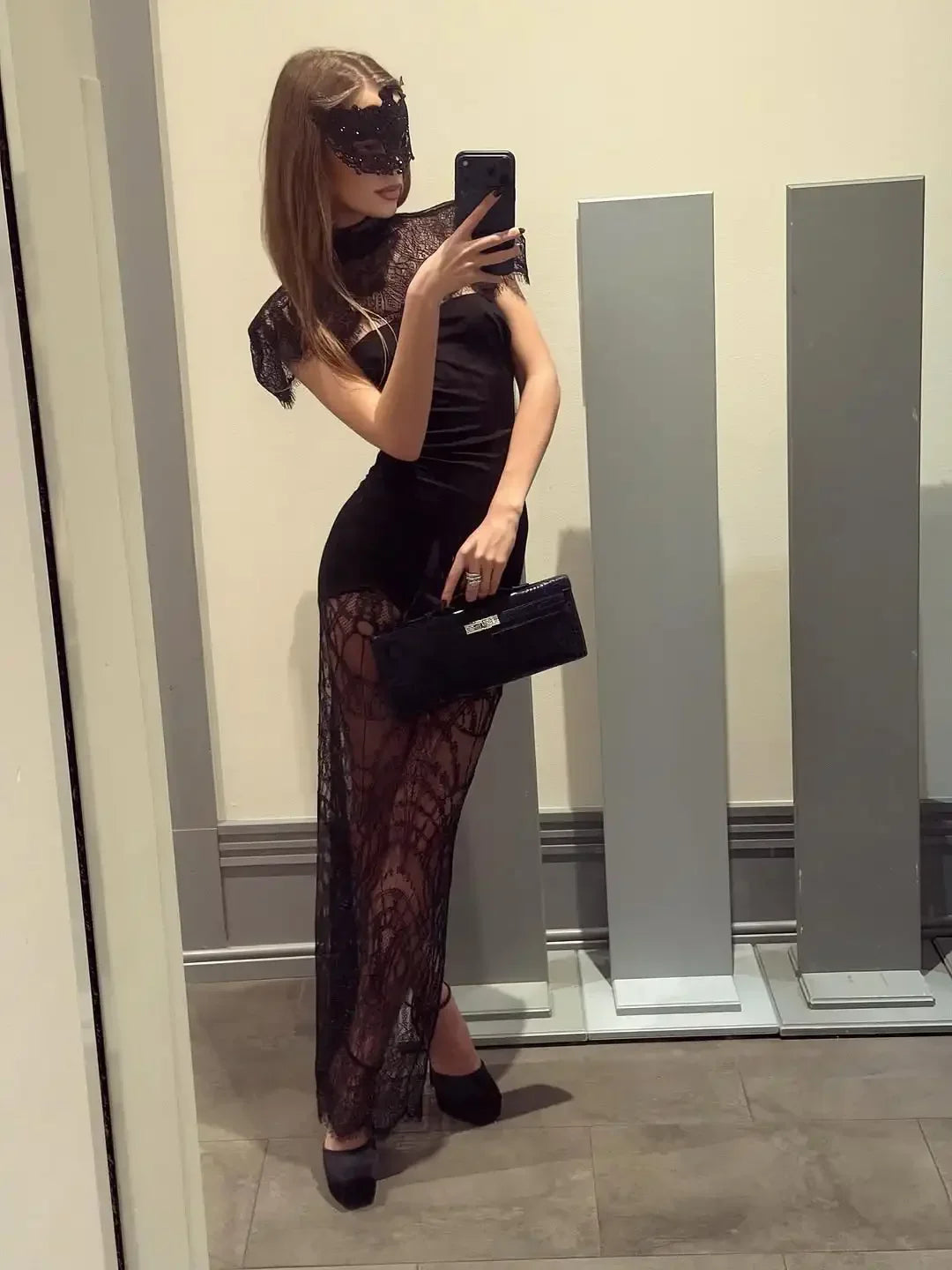 Sexy Lace Shawl Patchwork Strapless Dress Women Sleeveless Waist Cinched Split Pleated Slim Dresses Lady Evening Party Robe 2026